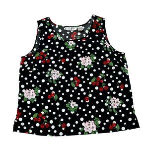 Vintage Brownstone Studio Petite L Women's Camisole Cherries/Blossoms/Polka Dots